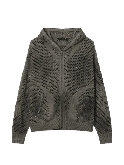 FIVE CM mesh-knit zip-up hoodie