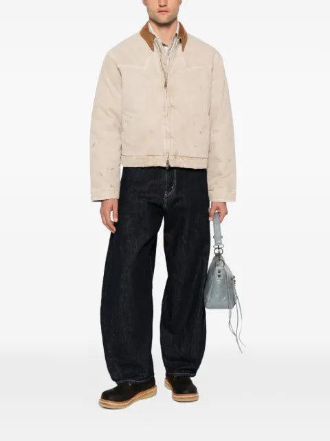 Balenciaga corduroy-collar distressed-effect jacket