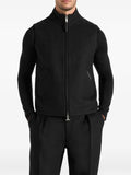Manière De Voir Levi in black herringbone-brushed wool zip gilet