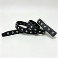 Chrome Hearts Black Pebbled Leather Belt Floral Studded No Buckle Belt