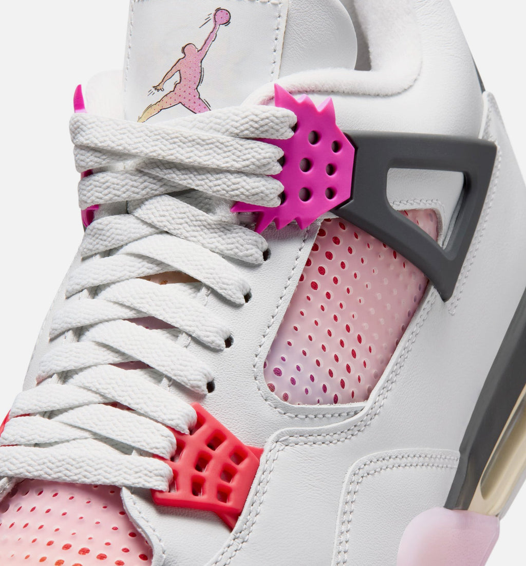 Air Jordan 4 Retro Comic Men's Shoes - Off White Fire Pink Anthracite