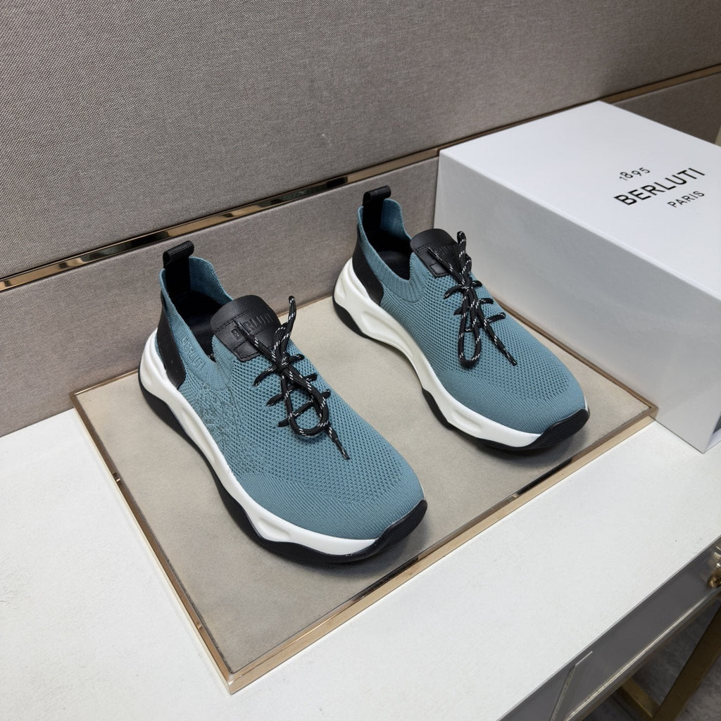 Berluti Dusty Blue Lace-Up Sneakers