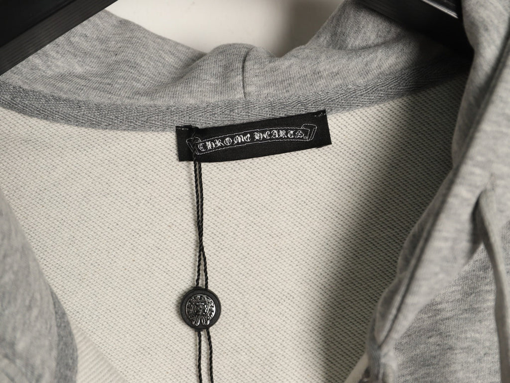 Chrome Hearts Horseshoe and Gothic-Lettering Zip Hoodie - Light Gray